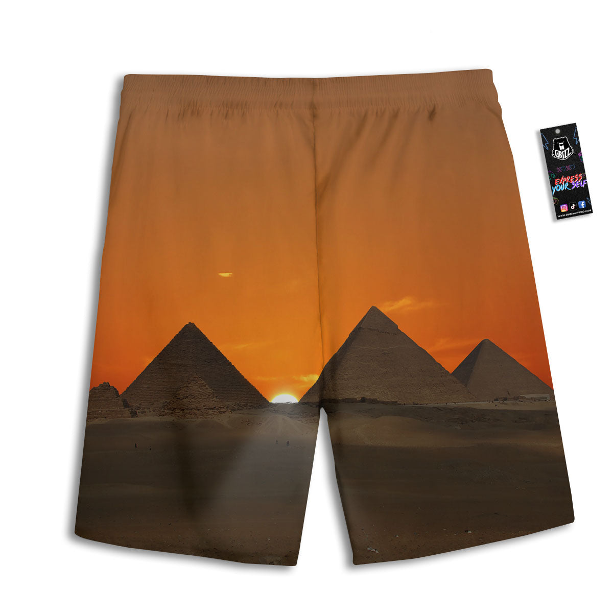 Sunset Pyramid Print Men's Athletic Shorts