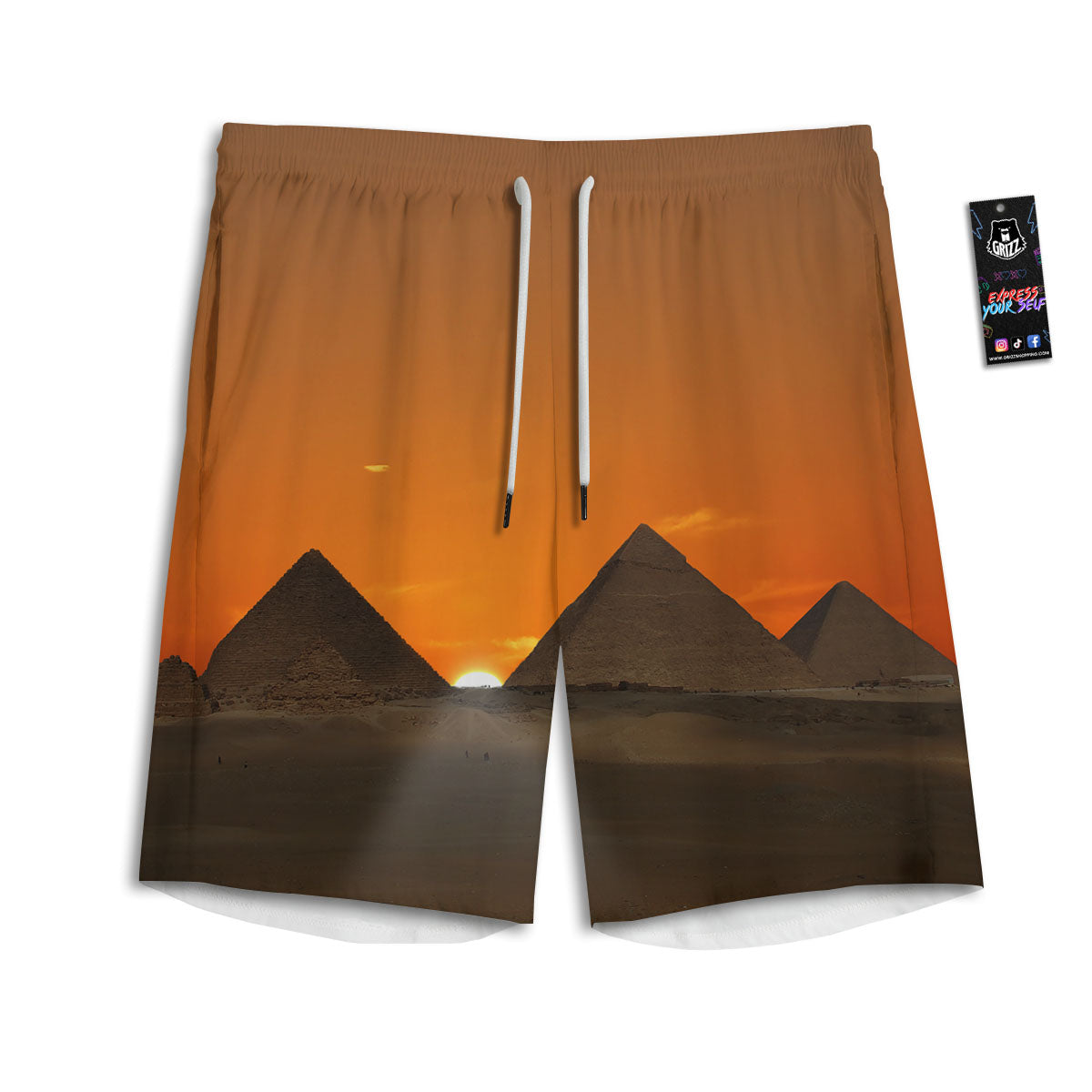 Sunset Pyramid Print Men's Athletic Shorts