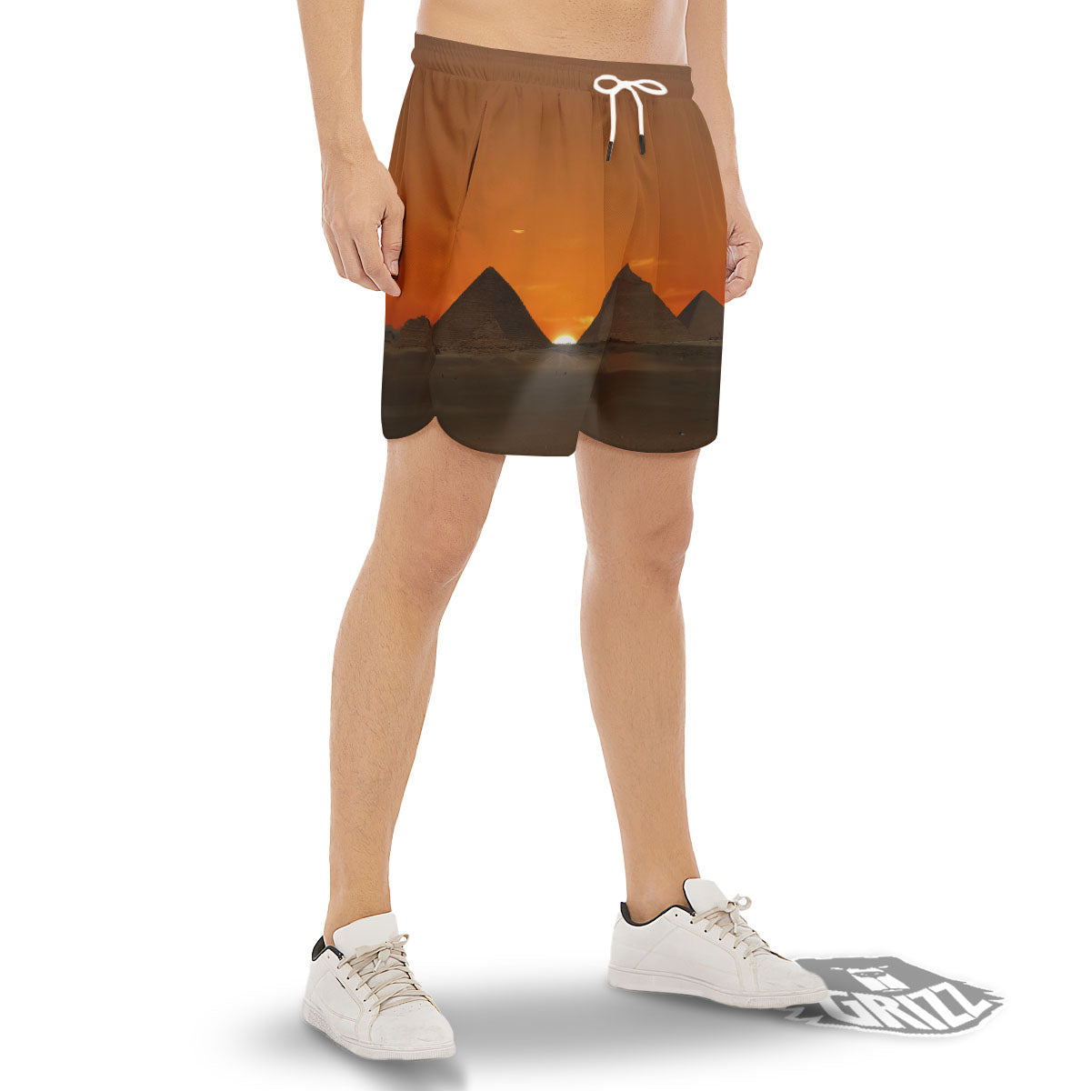Sunset Pyramid Print Men's Gym Shorts-grizzshop