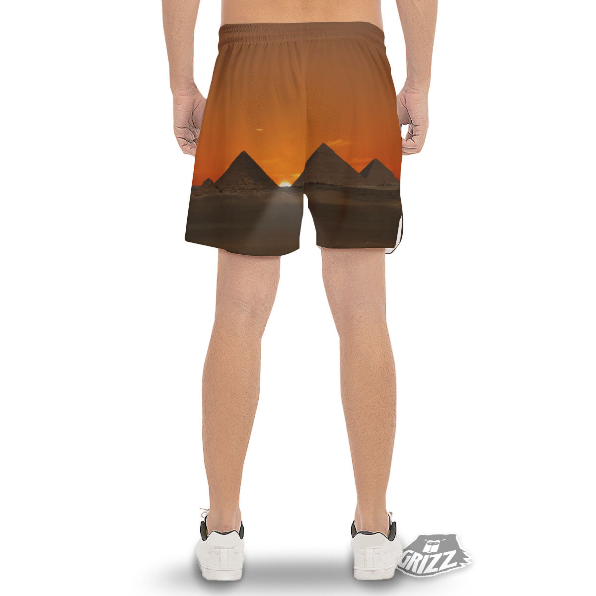 Sunset Pyramid Print Men's Gym Shorts-grizzshop