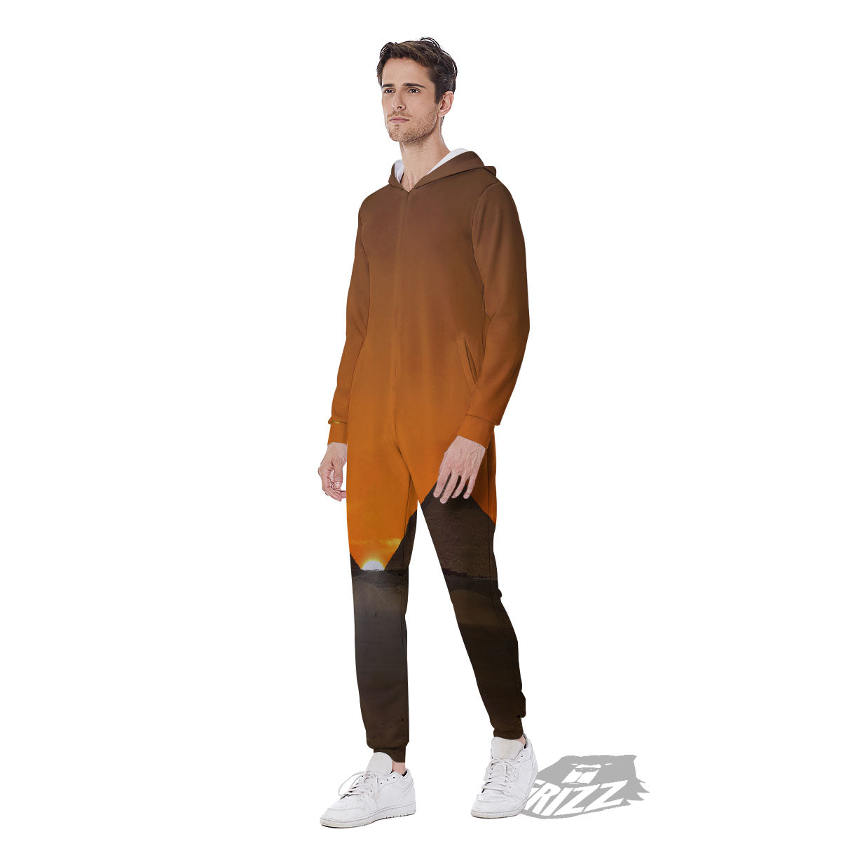 Sunset Pyramid Print Men's Jumpsuit-grizzshop