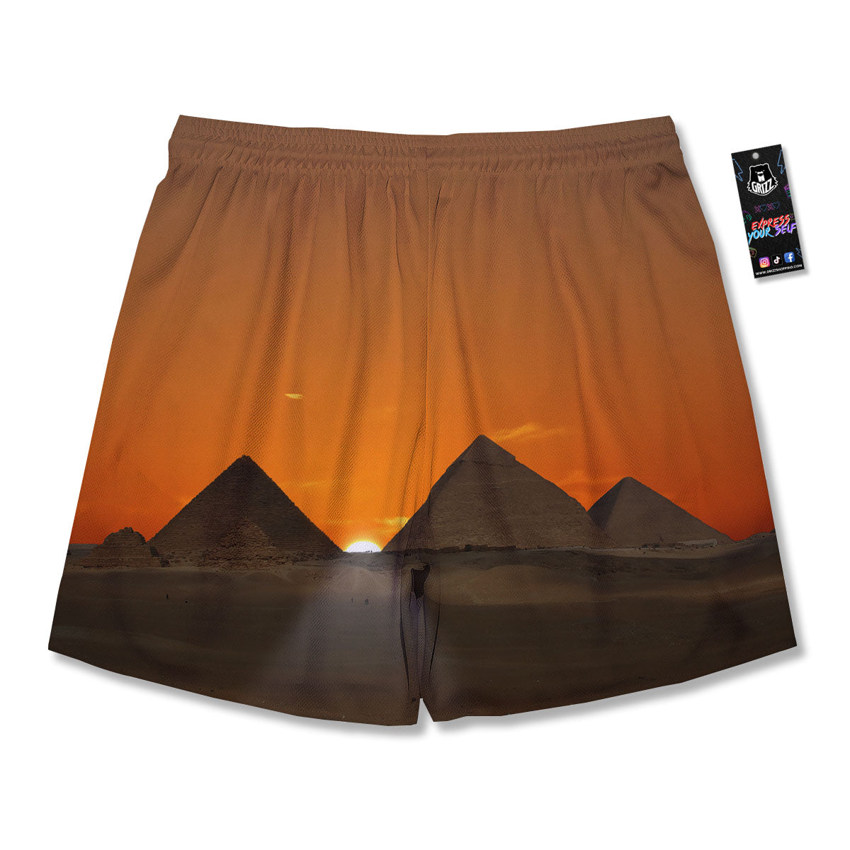 Sunset Pyramid Print Men's Running Shorts-grizzshop