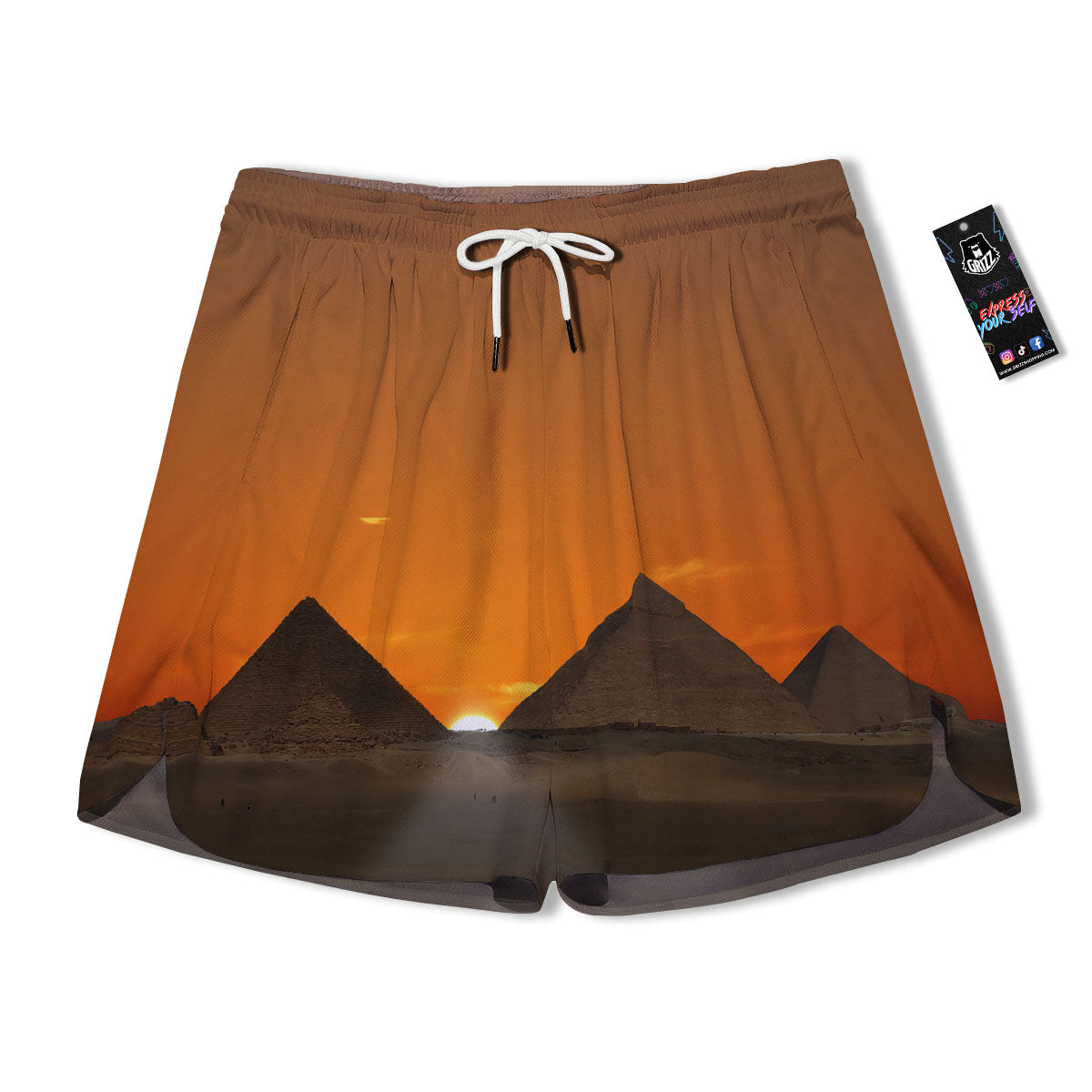 Sunset Pyramid Print Men's Running Shorts-grizzshop