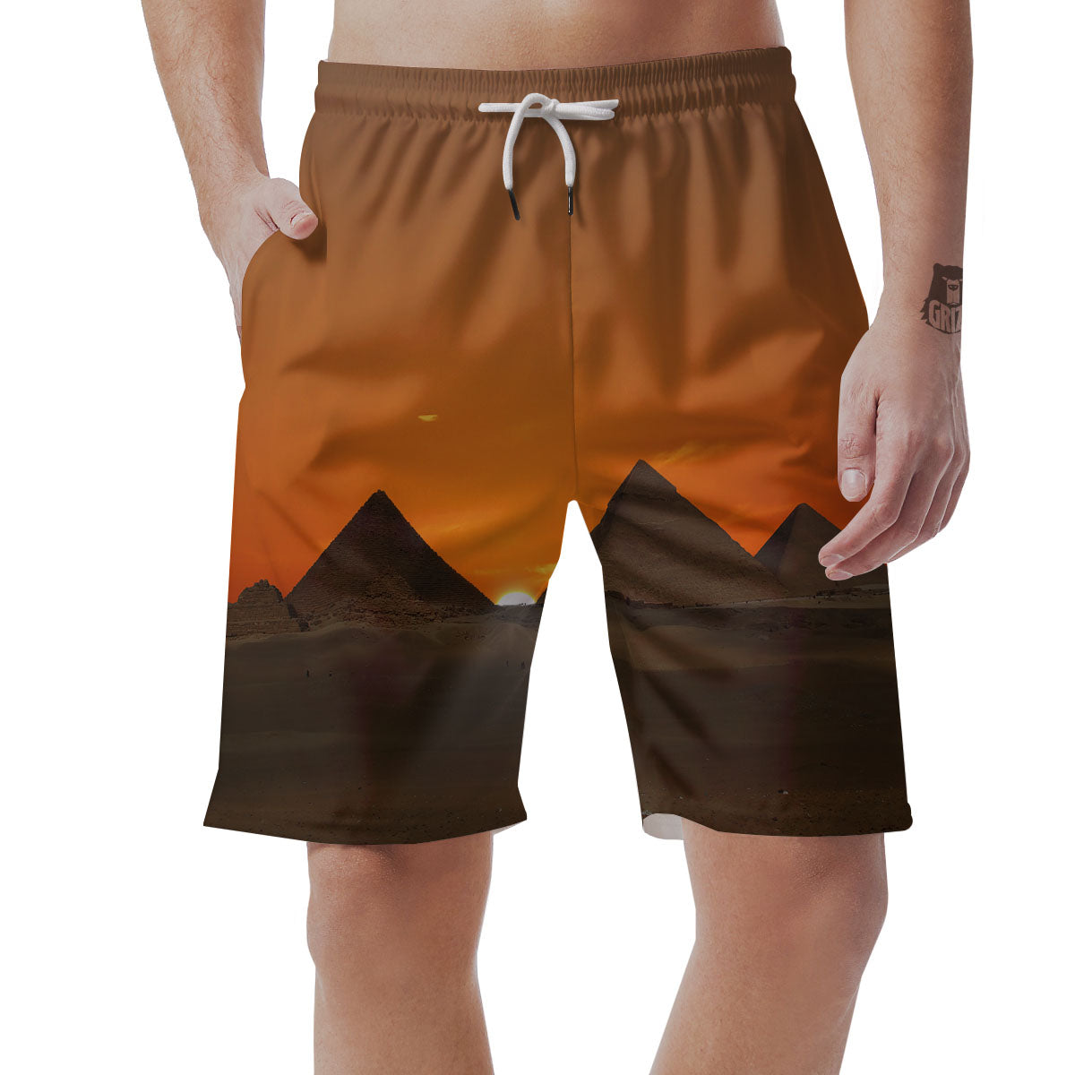 Sunset Pyramid Print Men's Shorts-grizzshop
