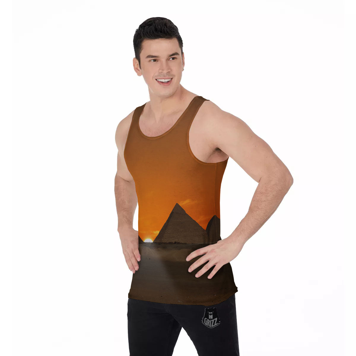 Sunset Pyramid Print Men's Tank Top-grizzshop