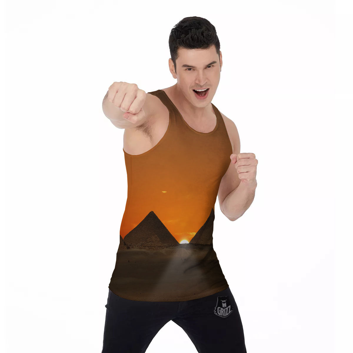 Sunset Pyramid Print Men's Tank Top-grizzshop