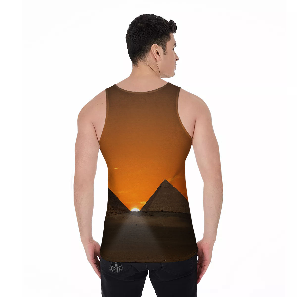 Sunset Pyramid Print Men's Tank Top-grizzshop