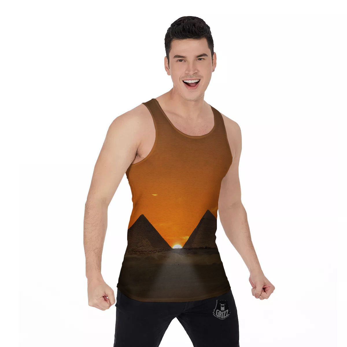 Sunset Pyramid Print Men's Tank Top-grizzshop