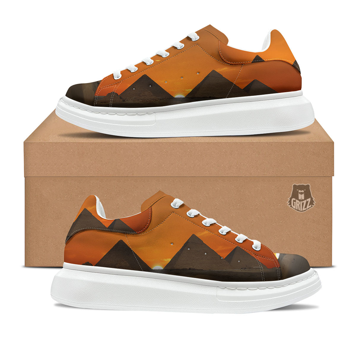 Sunset Pyramid Print Platform Shoes-grizzshop