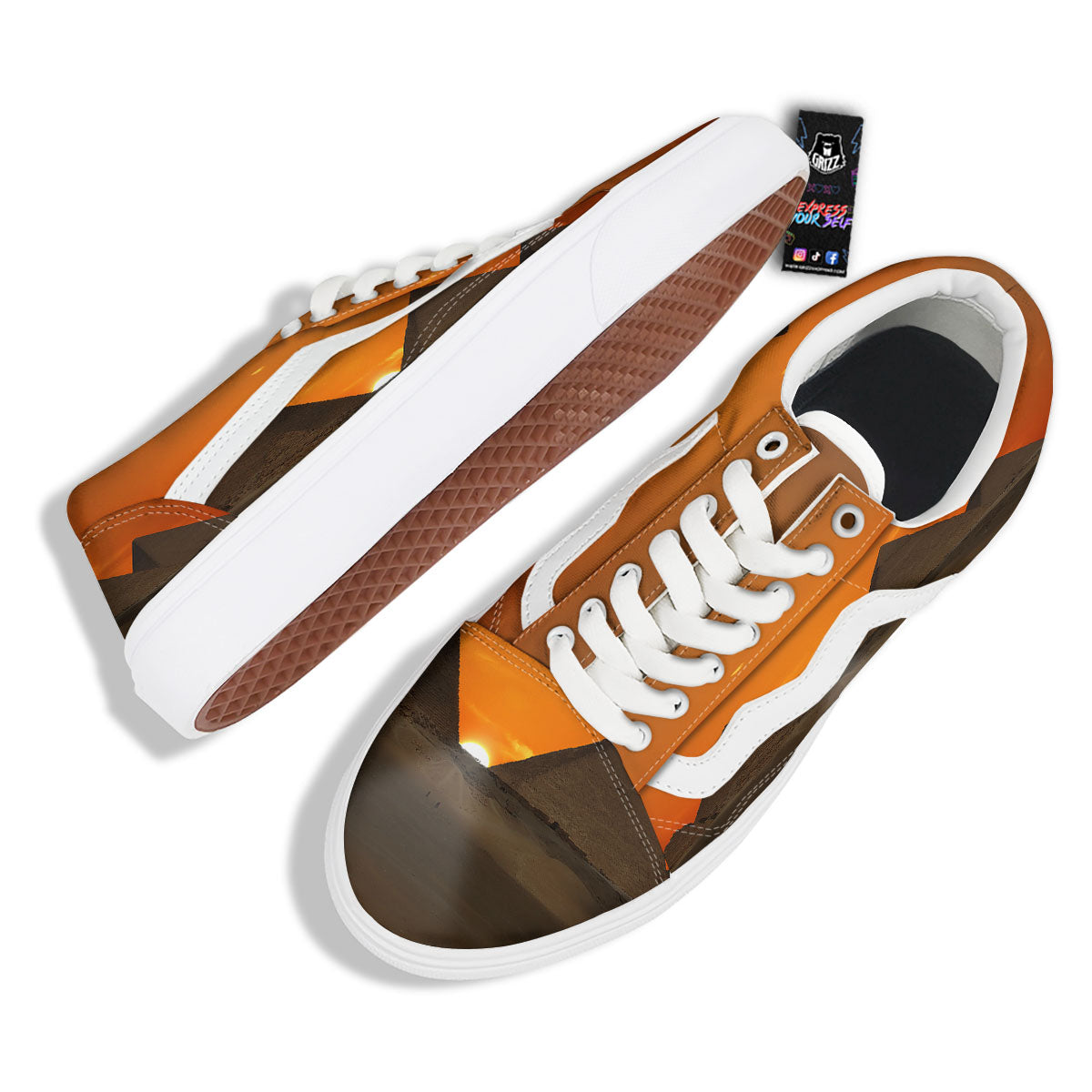 Sunset Pyramid Print Skate Shoes-grizzshop