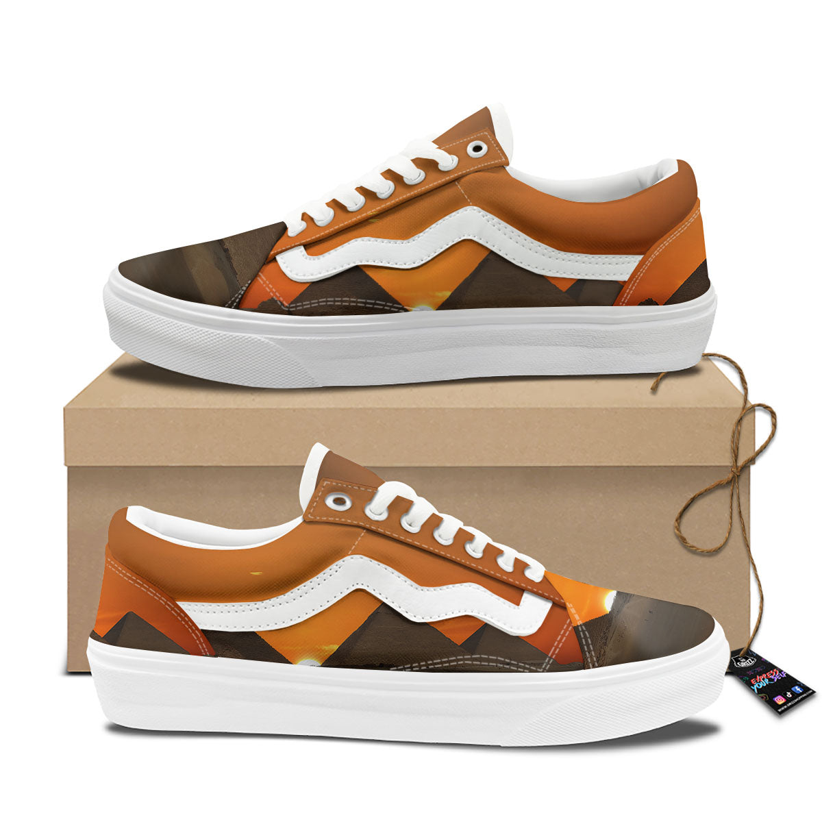 Sunset Pyramid Print Skate Shoes-grizzshop