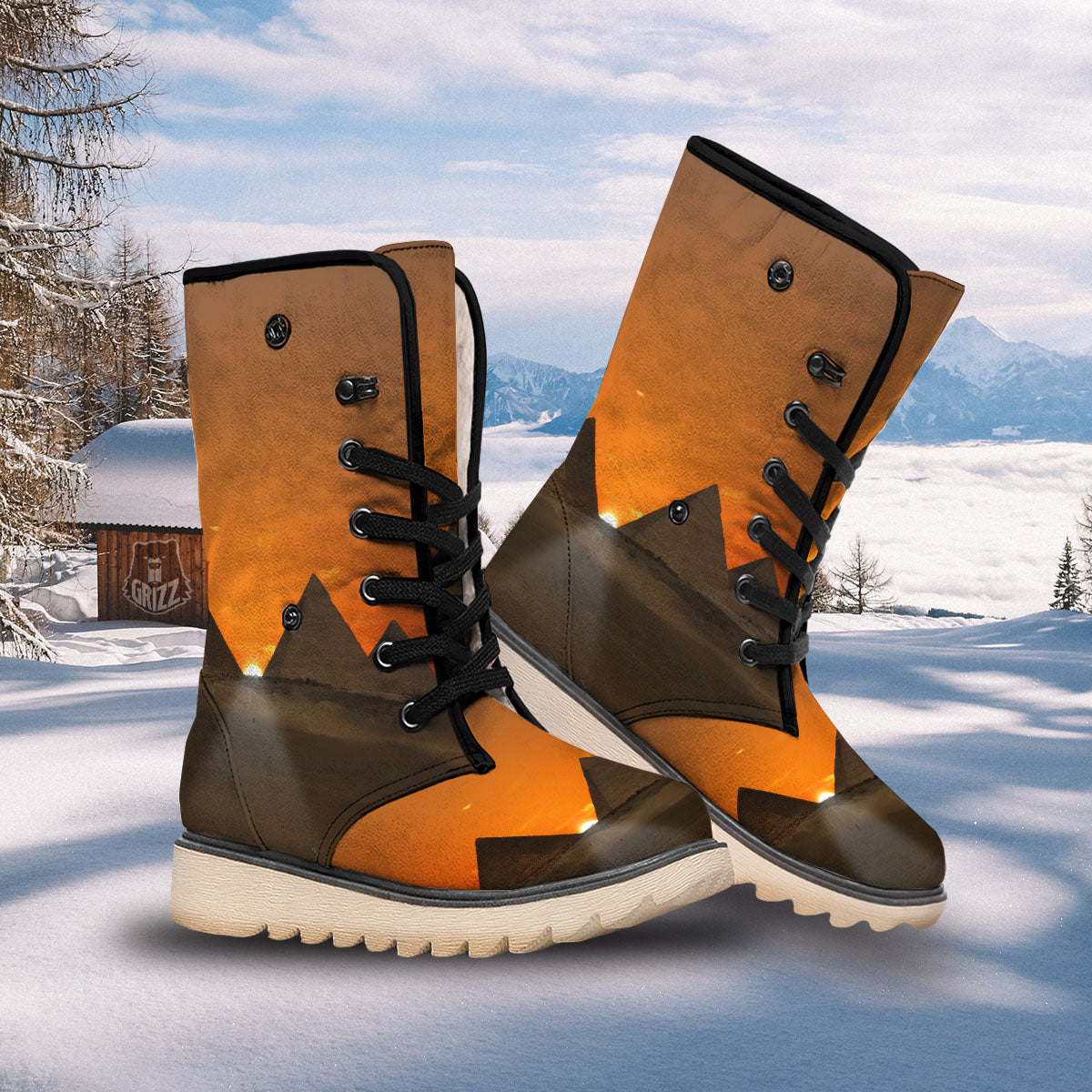 Sunset Pyramid Print Snow Boots-grizzshop
