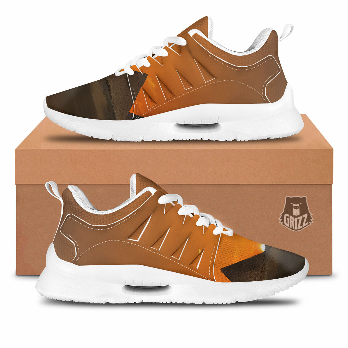 Sunset Pyramid Print Tennis Shoes-grizzshop