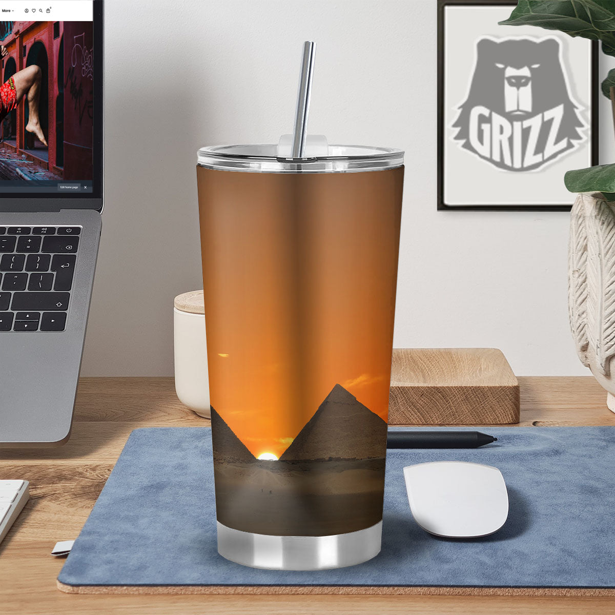 Sunset Pyramid Print Tumbler-grizzshop