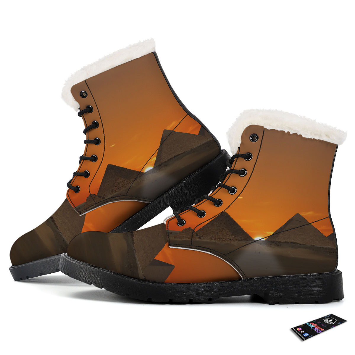 Sunset Pyramid Print Winter Boots-grizzshop