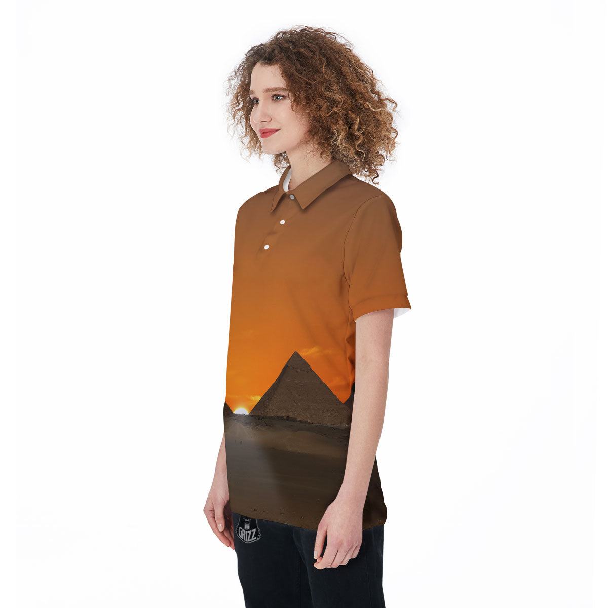 Sunset Pyramid Print Women's Golf Shirts-grizzshop