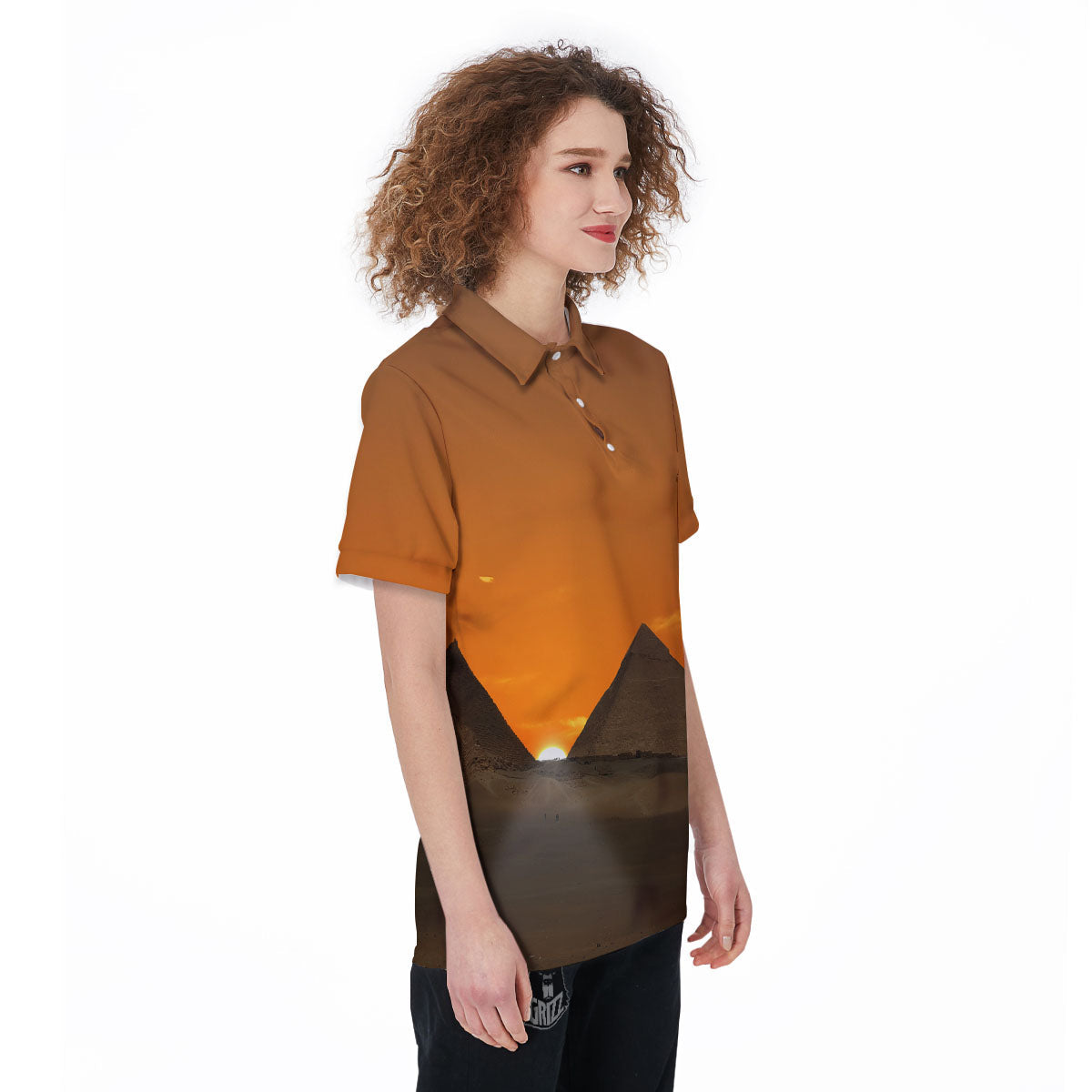 Sunset Pyramid Print Women's Golf Shirts-grizzshop