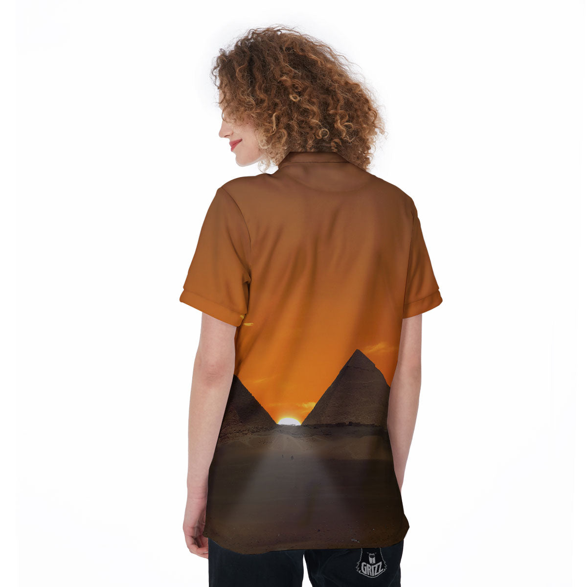 Sunset Pyramid Print Women's Golf Shirts-grizzshop