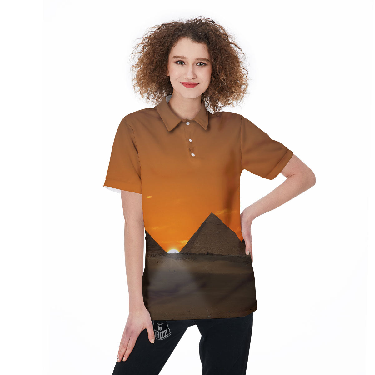 Sunset Pyramid Print Women's Golf Shirts-grizzshop