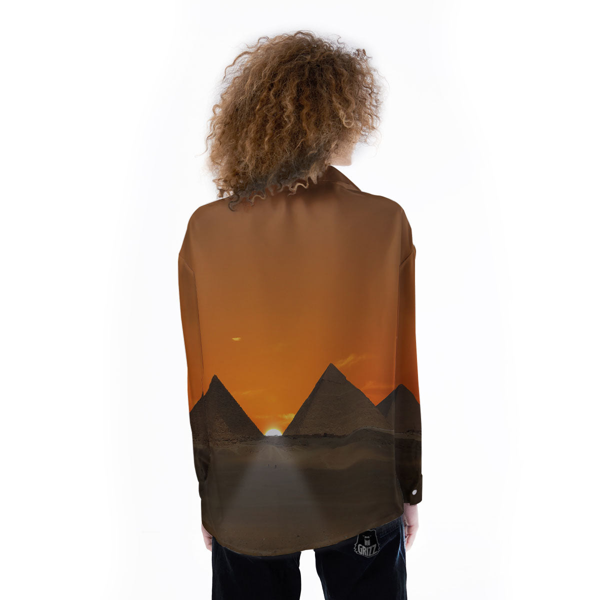 Sunset Pyramid Print Women's Long Sleeve Shirts-grizzshop