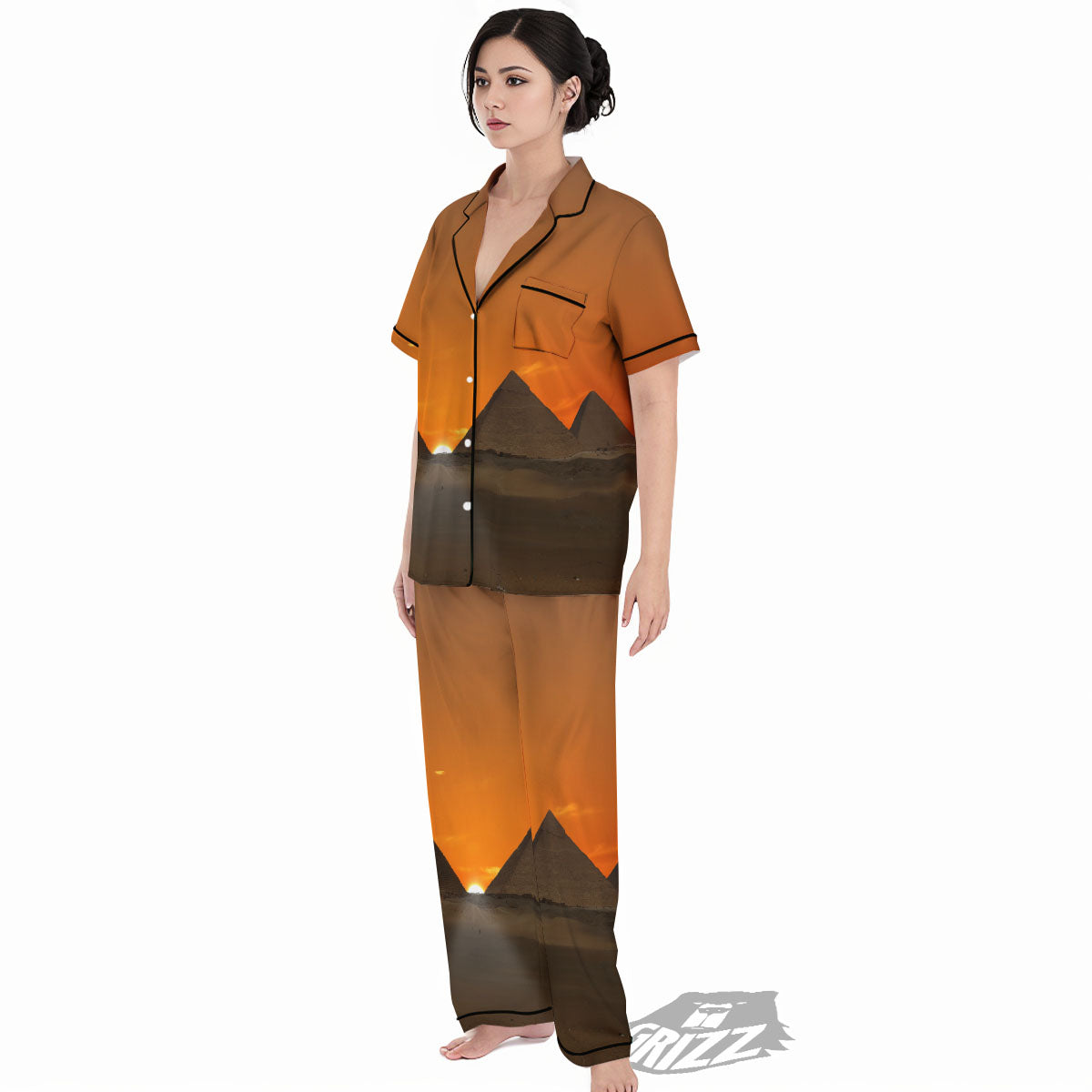 Sunset Pyramid Print Women's Pajamas Set-grizzshop