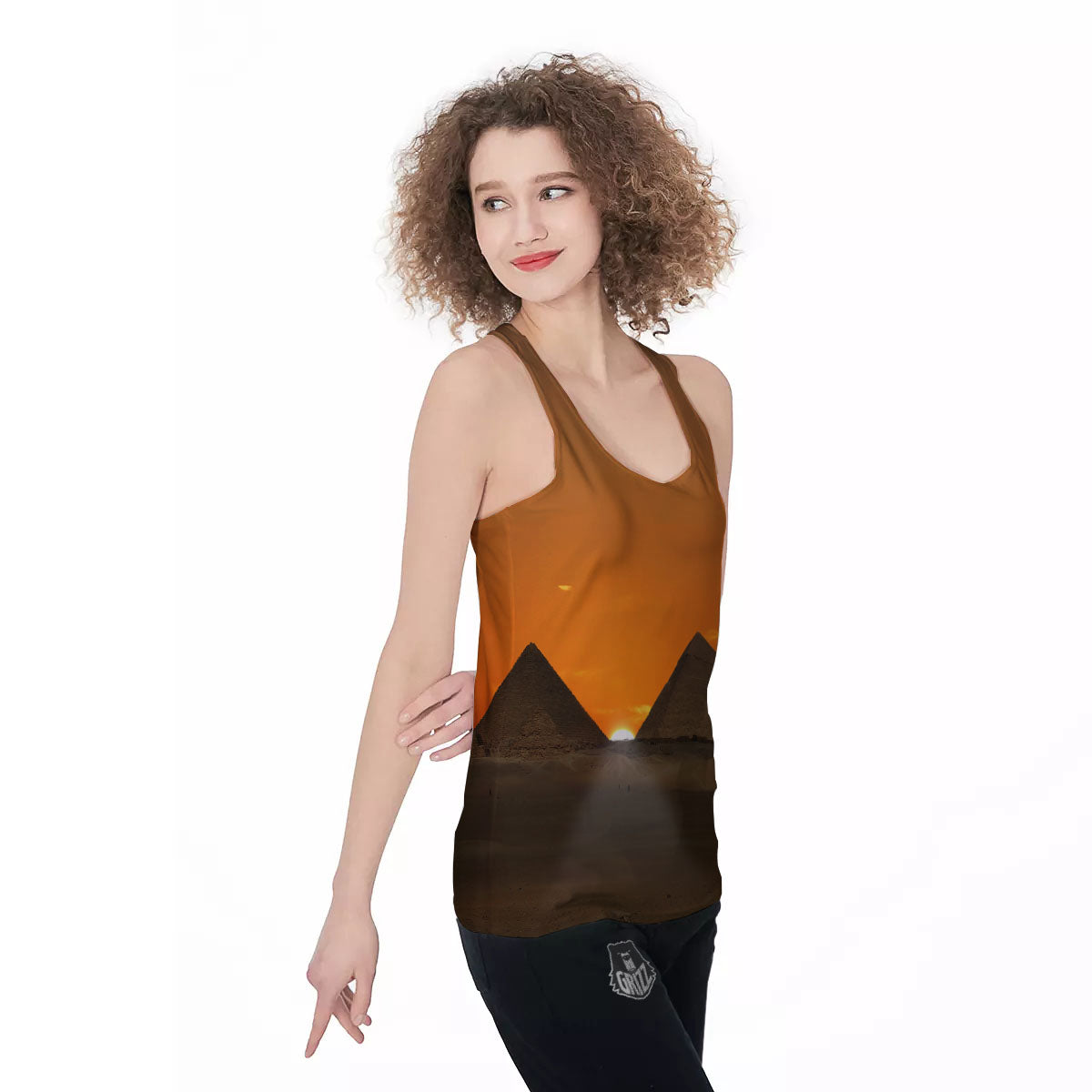 Sunset Pyramid Print Women's Racerback Tank Top-grizzshop