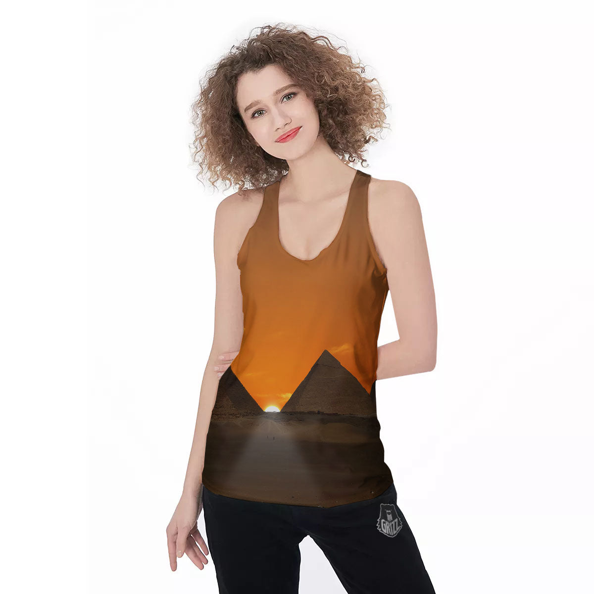 Sunset Pyramid Print Women's Racerback Tank Top-grizzshop