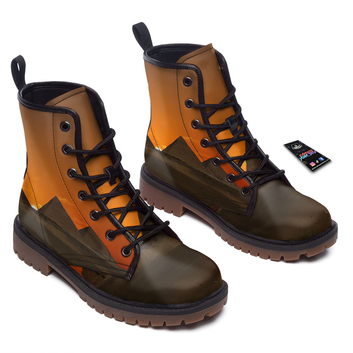 Sunset Pyramid Print Work Boots-grizzshop