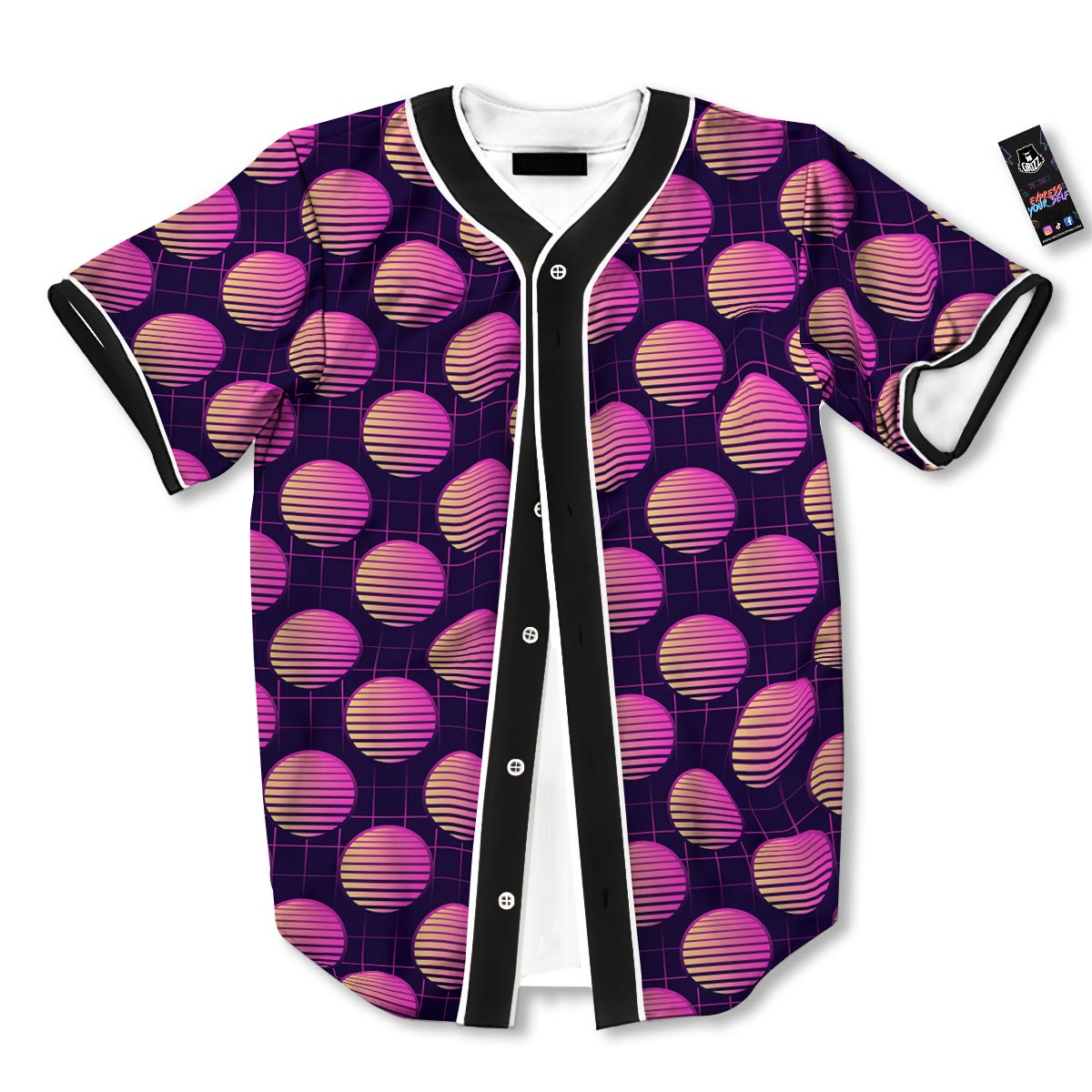 Sunset Retrowave Print Pattern Baseball Jersey-grizzshop