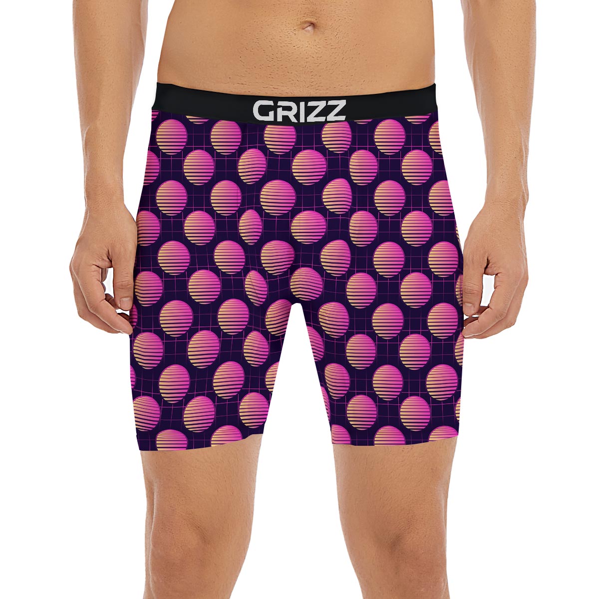 Sunset Retrowave Print Pattern Boxer Briefs-grizzshop