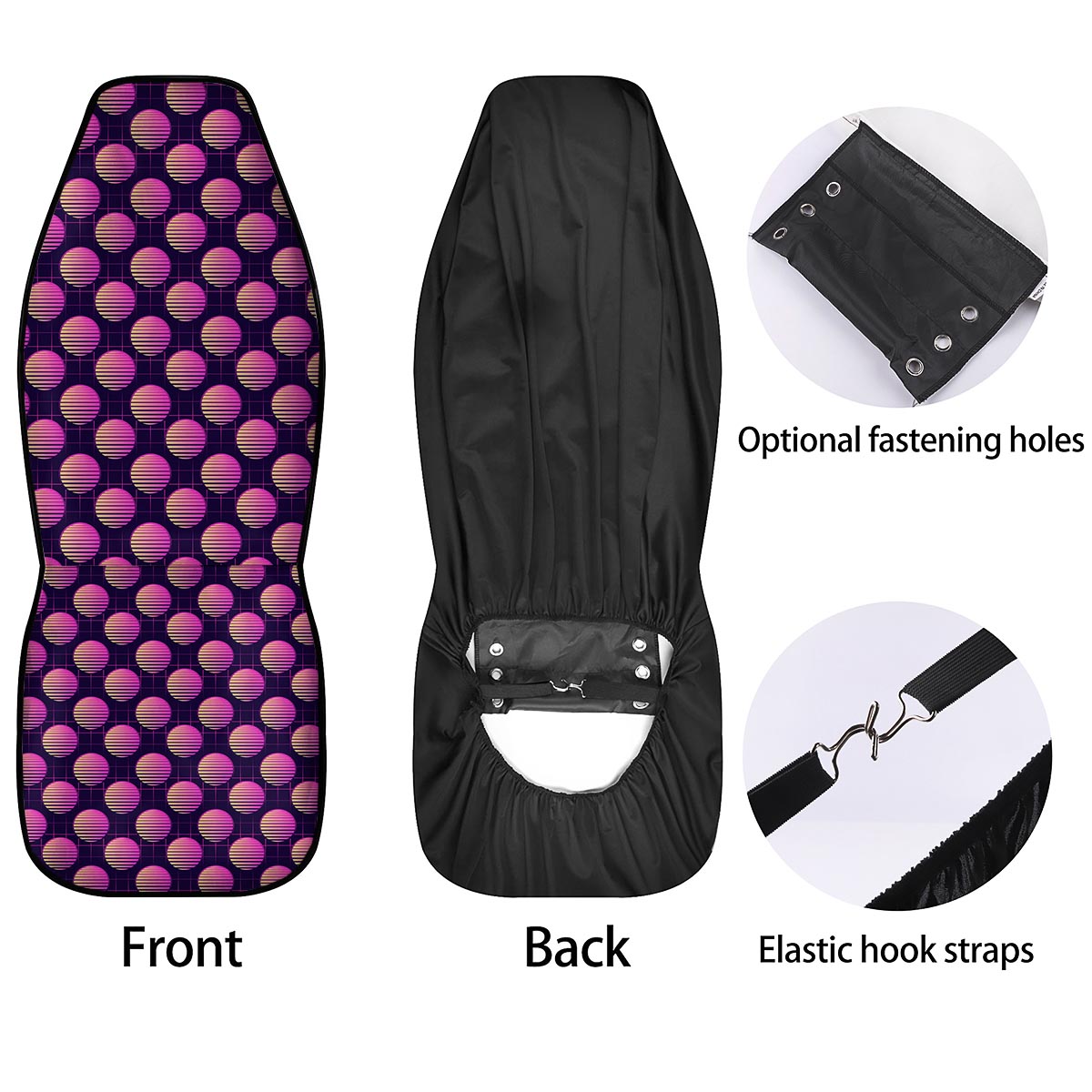 Sunset Retrowave Print Pattern Car Seat Covers-grizzshop