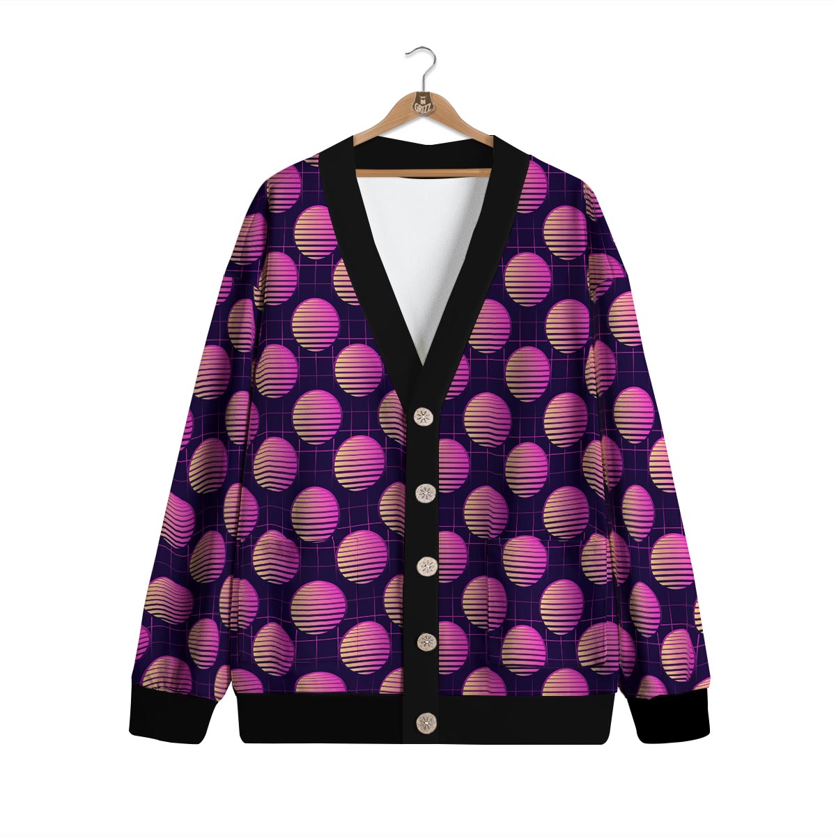 Sunset Retrowave Print Pattern Cardigan-grizzshop