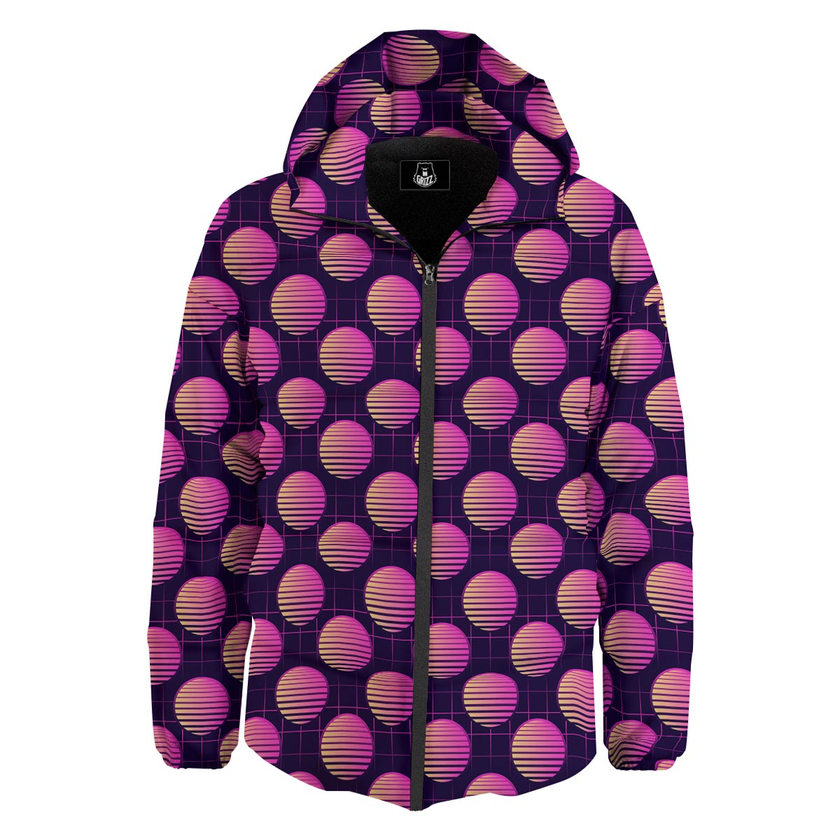 Sunset Retrowave Print Pattern Down Jacket-grizzshop