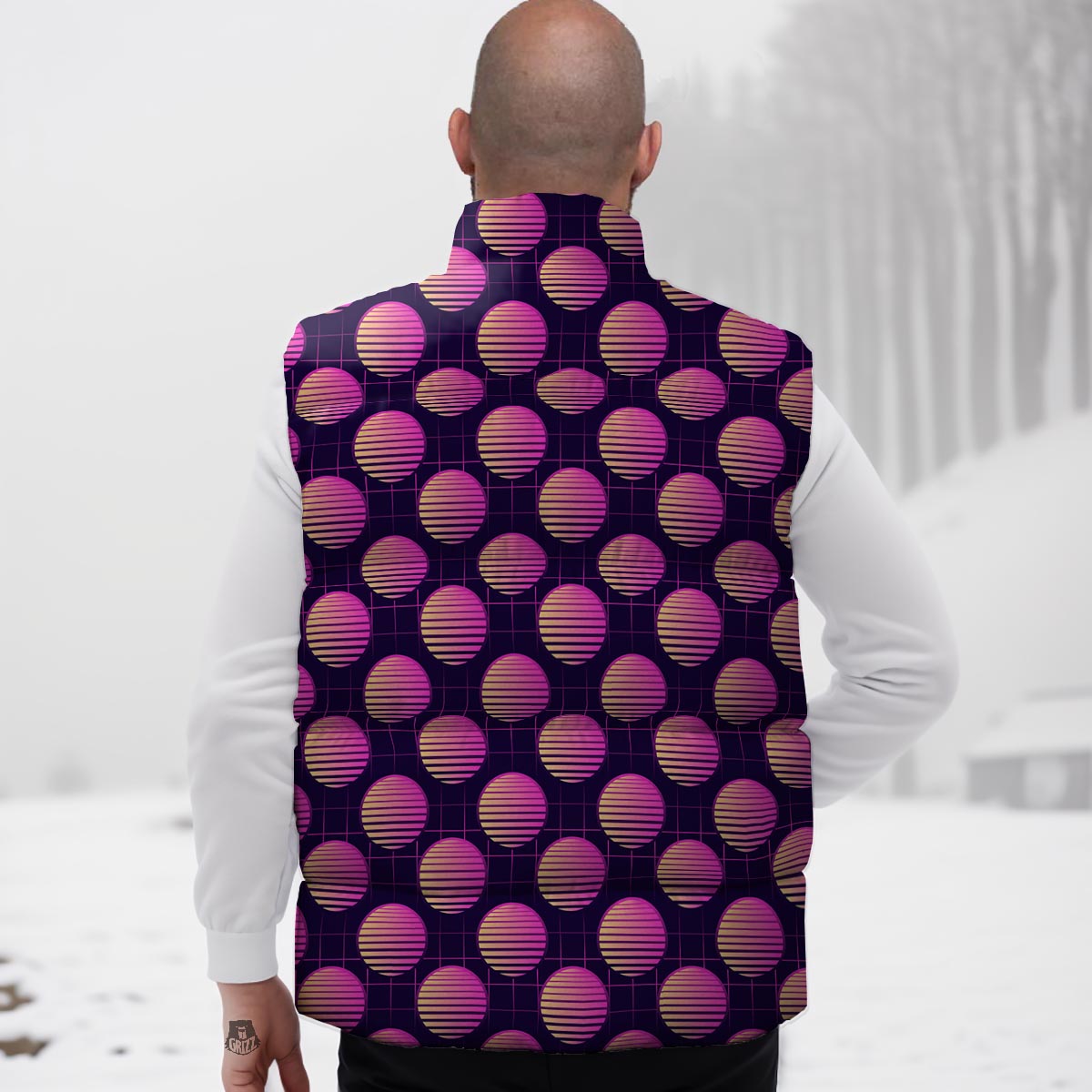 Sunset Retrowave Print Pattern Down Vest