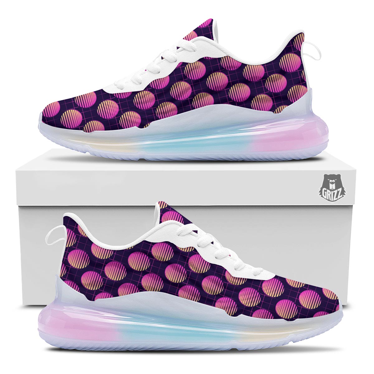 Sunset Retrowave Print Pattern Running Sneakers-grizzshop