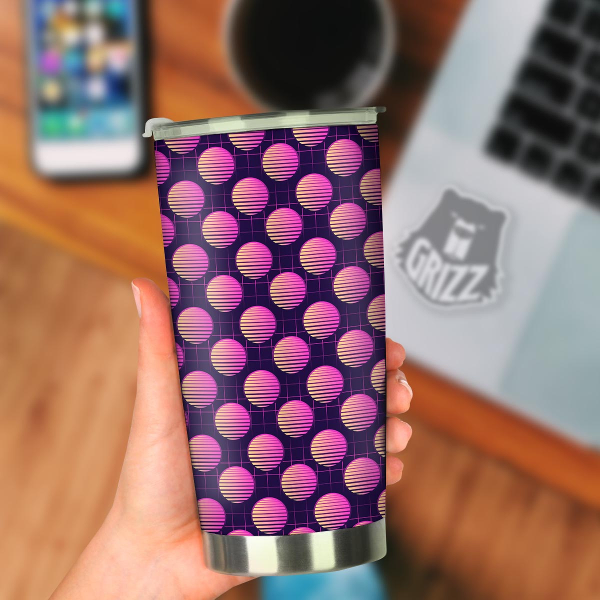 Sunset Retrowave Print Pattern Tumbler-grizzshop