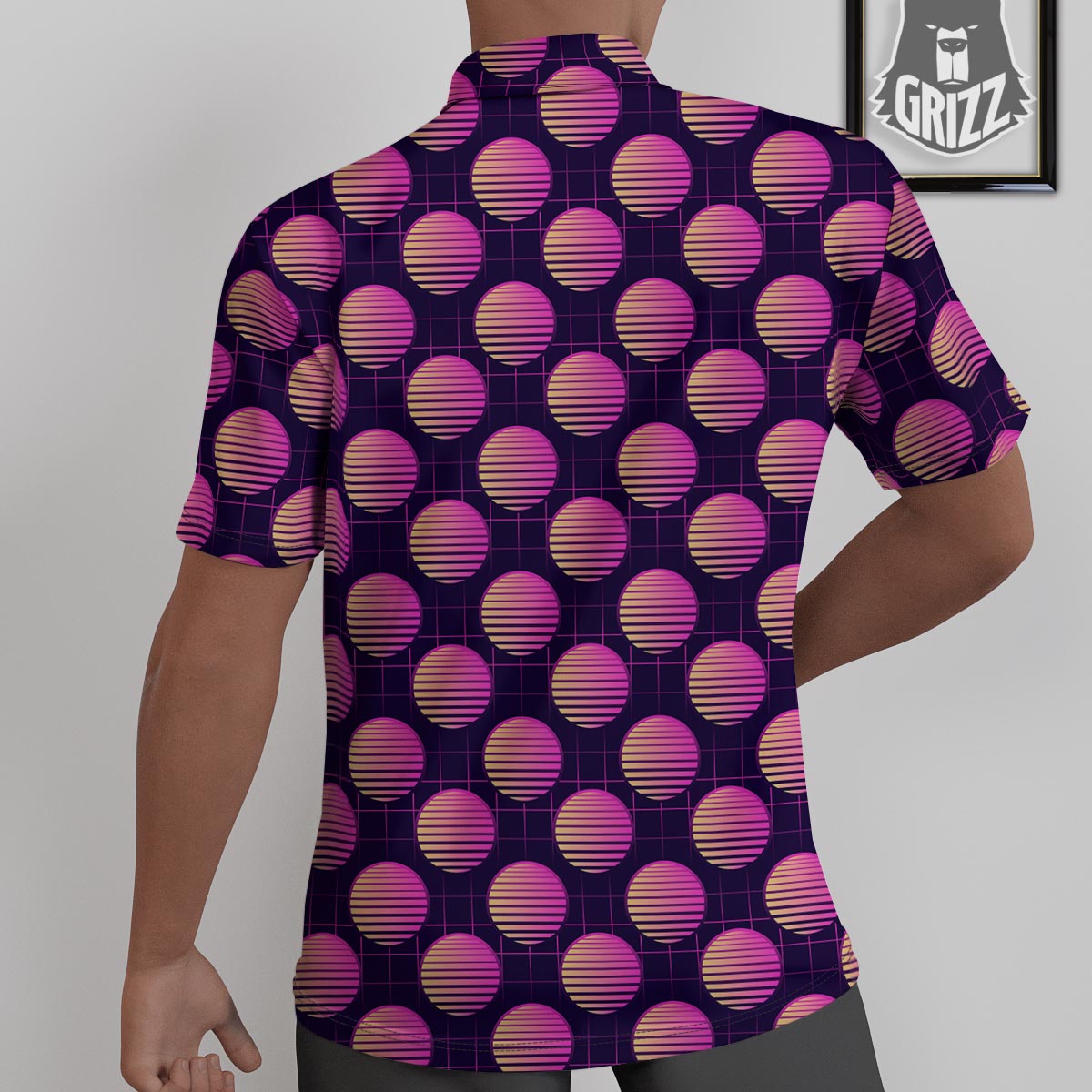Sunset Retrowave Print Pattern Untucked Shirts-grizzshop