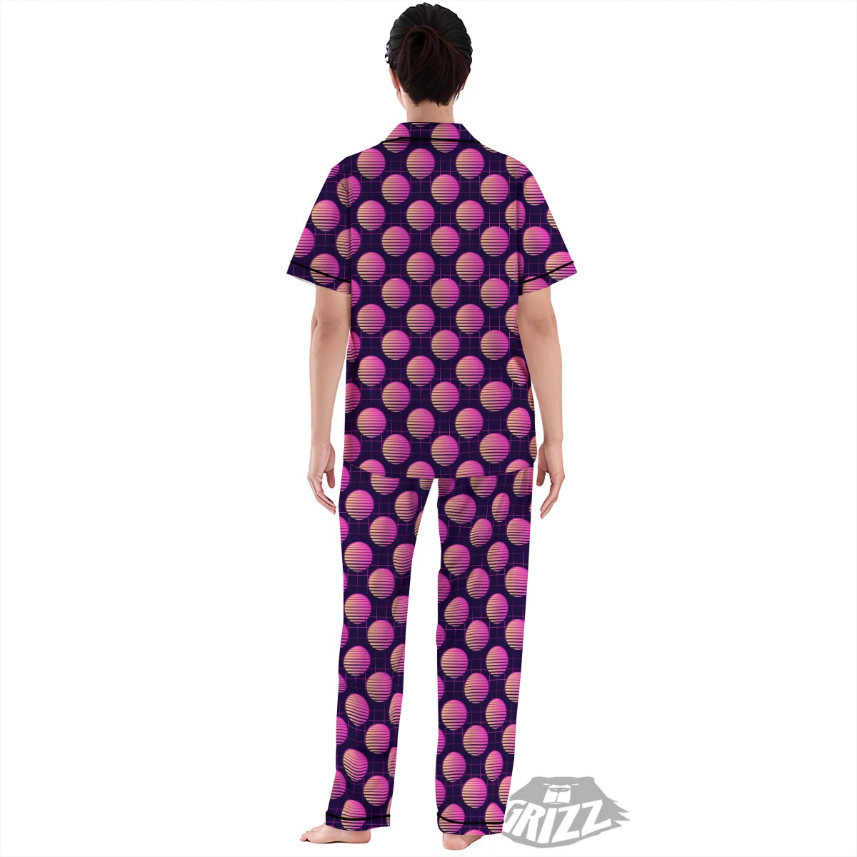 Sunset Retrowave Print Pattern Women's Pajamas Set-grizzshop