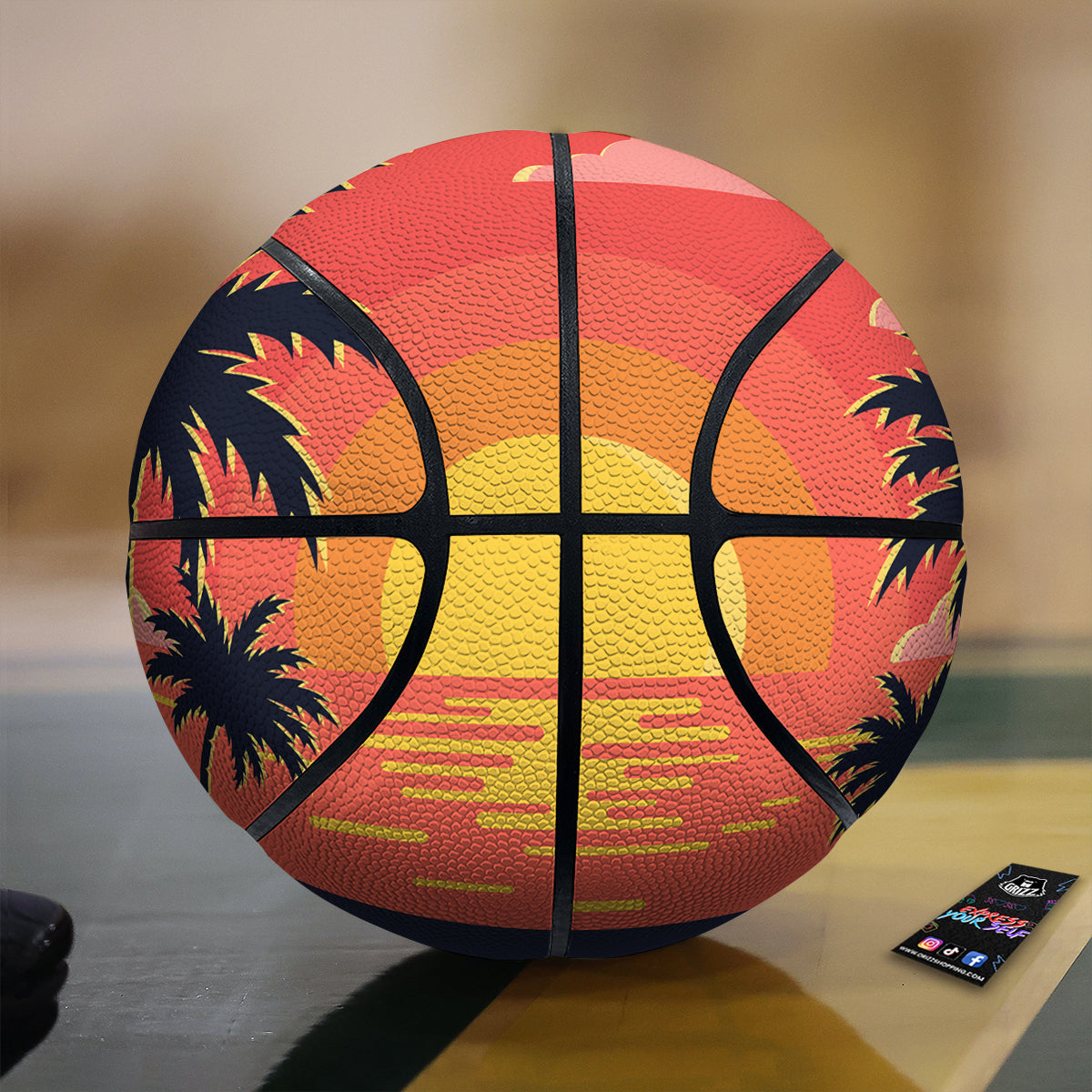 Sunset And Beach Pink Sky Print Basketball