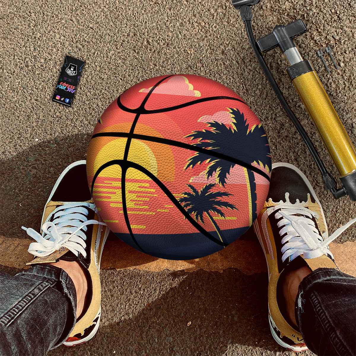 Sunset And Beach Pink Sky Print Basketball
