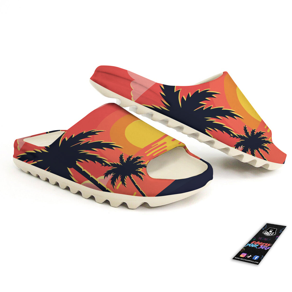 Sunset And Beach Pink Sky Print Sandals-grizzshop