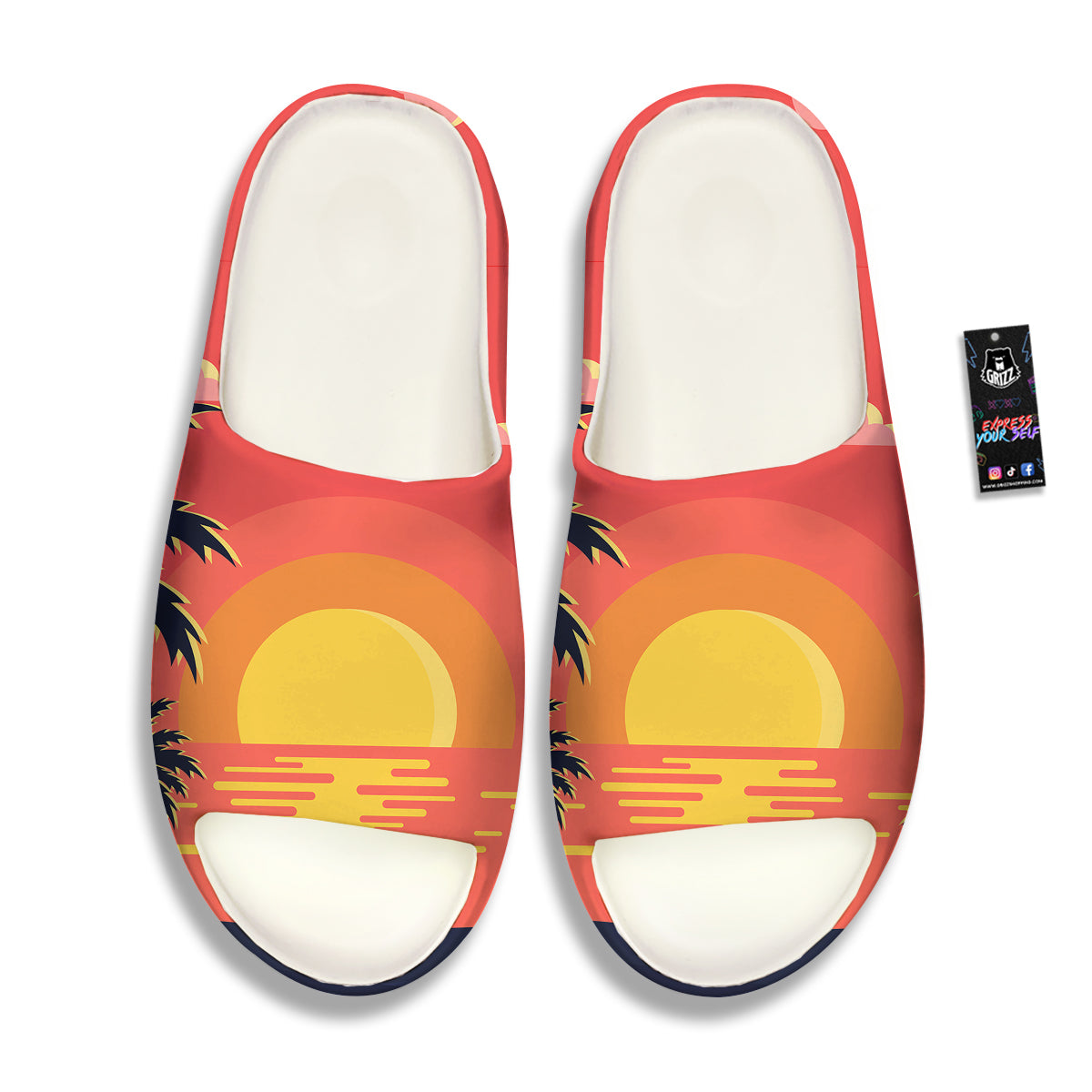 Sunset And Beach Pink Sky Print Sandals-grizzshop