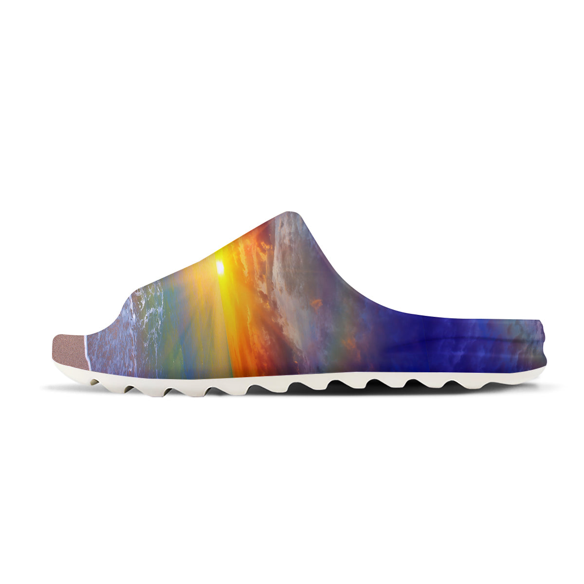 Sunset And Rainbow On Beach Print Sandals-grizzshop