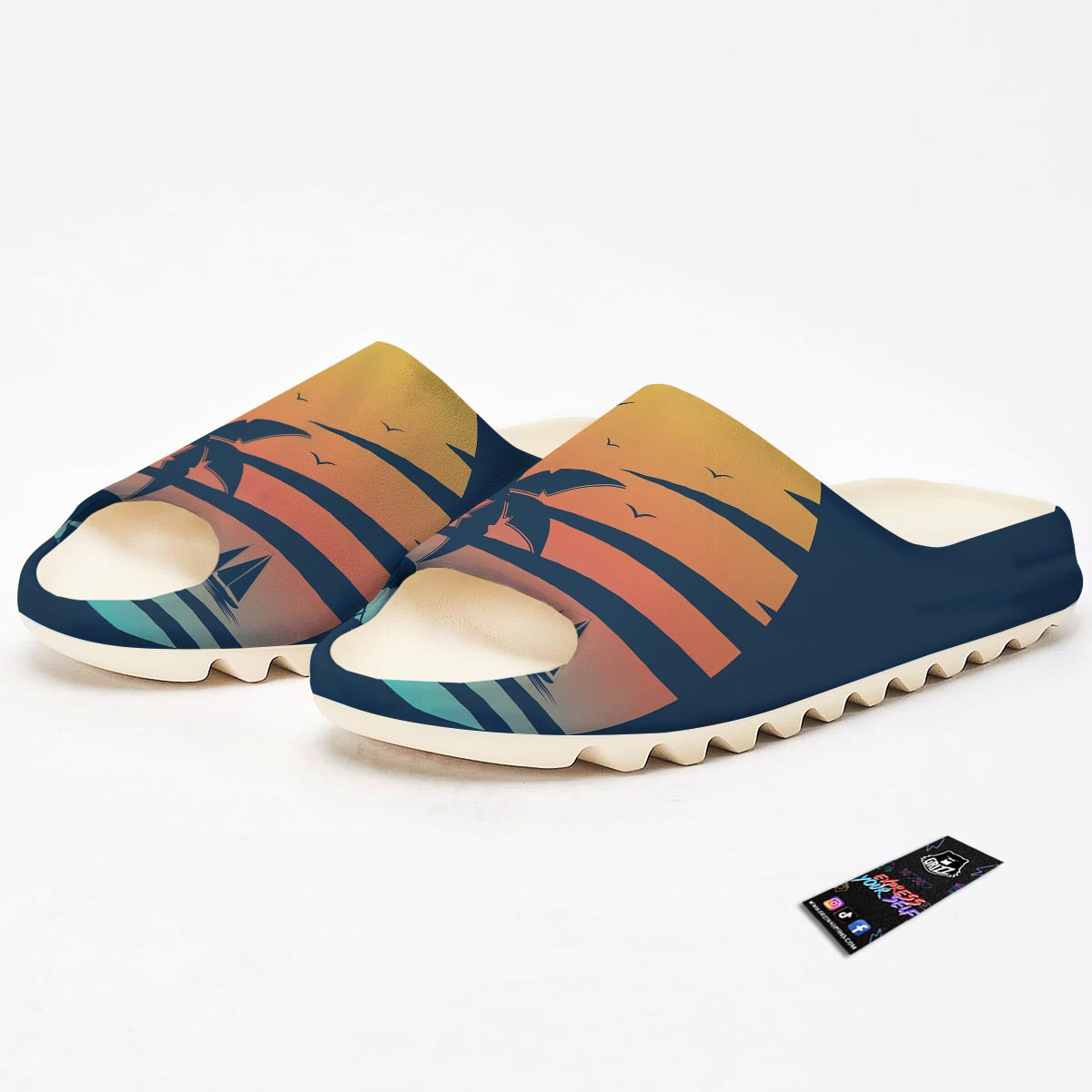 Sunset Beach Tropical Print Sandals-grizzshop
