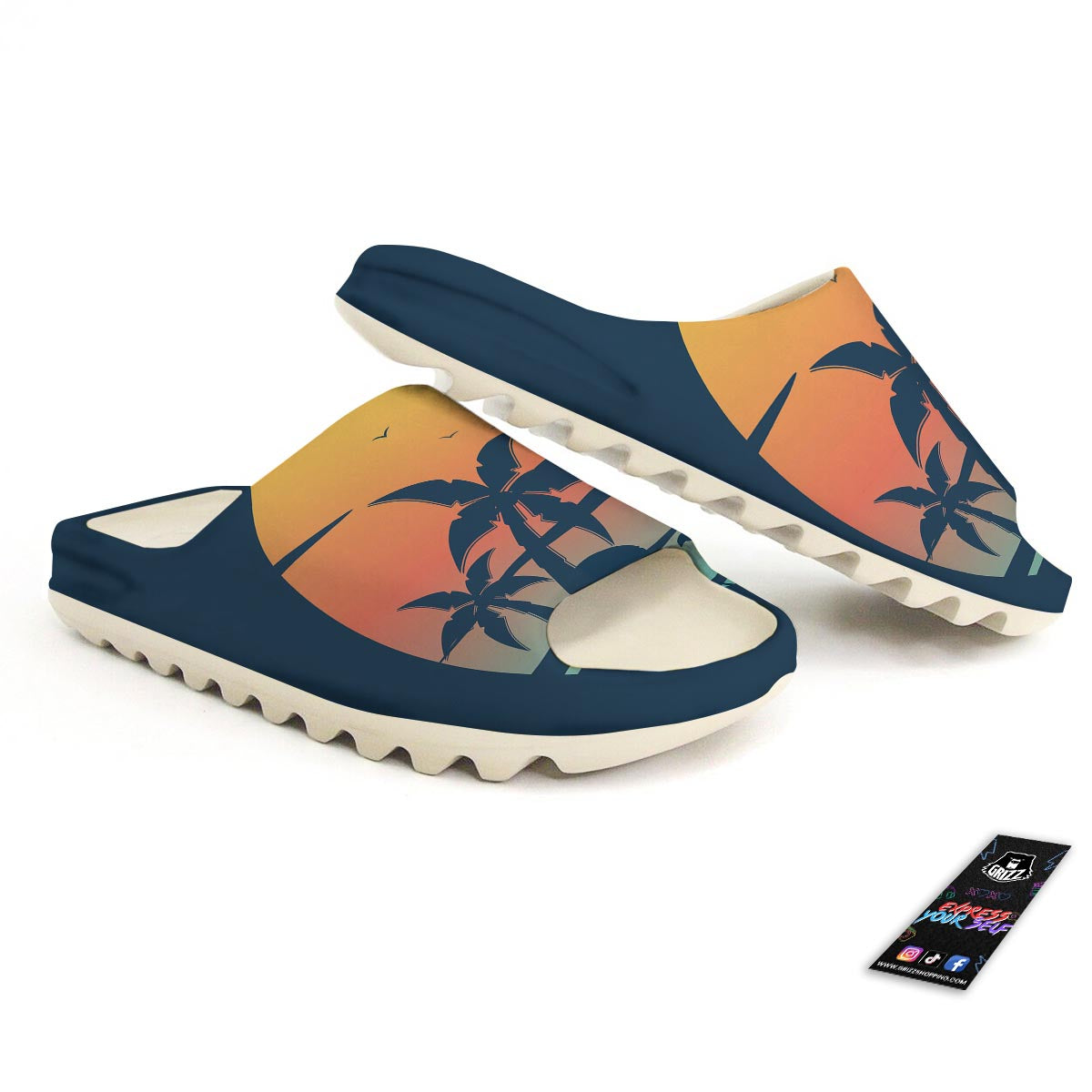 Sunset Beach Tropical Print Sandals-grizzshop
