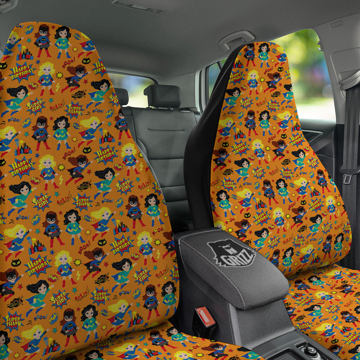 Superhero Girls Print Pattern Car Seat Covers-grizzshop