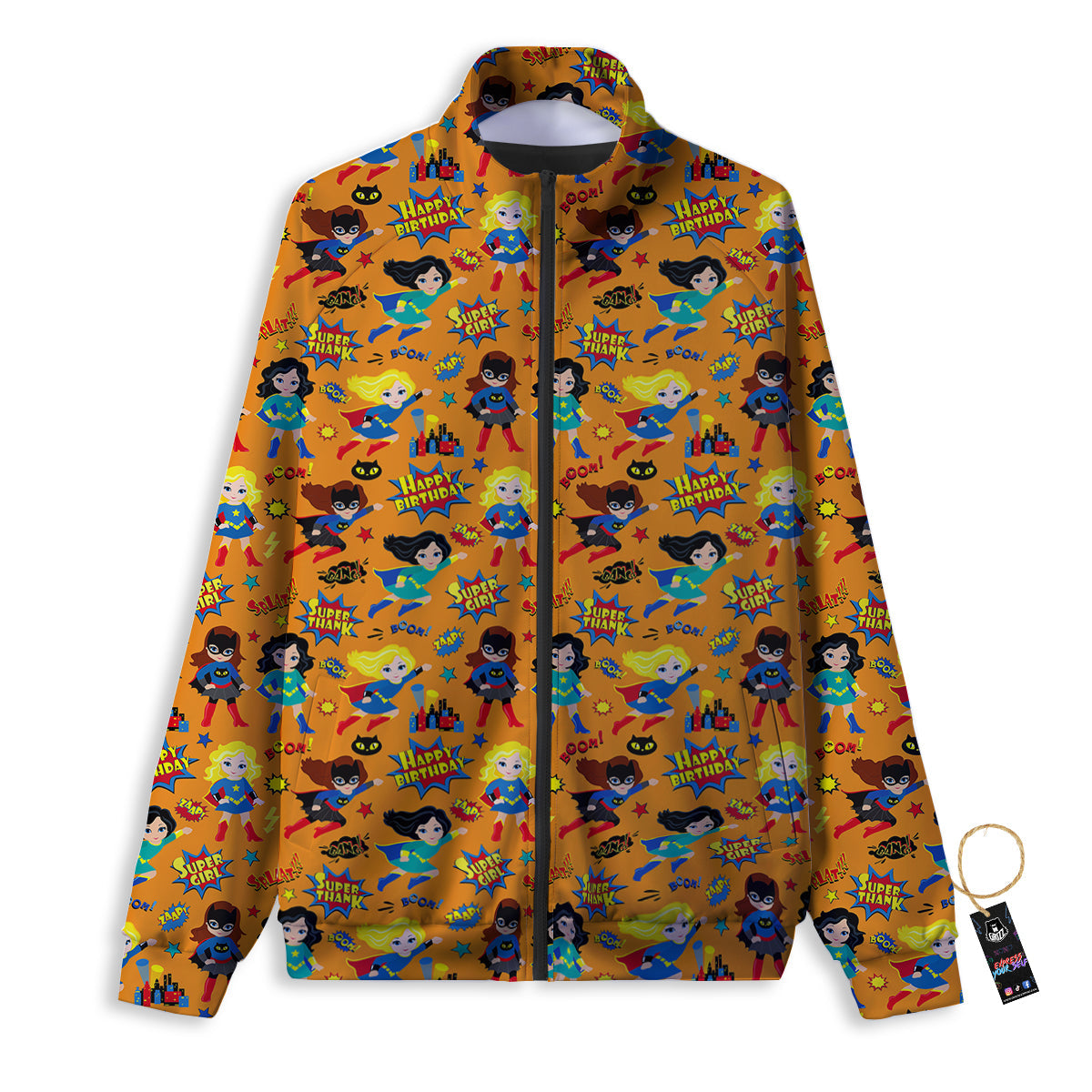 Superhero Girls Print Pattern Track Jacket-grizzshop