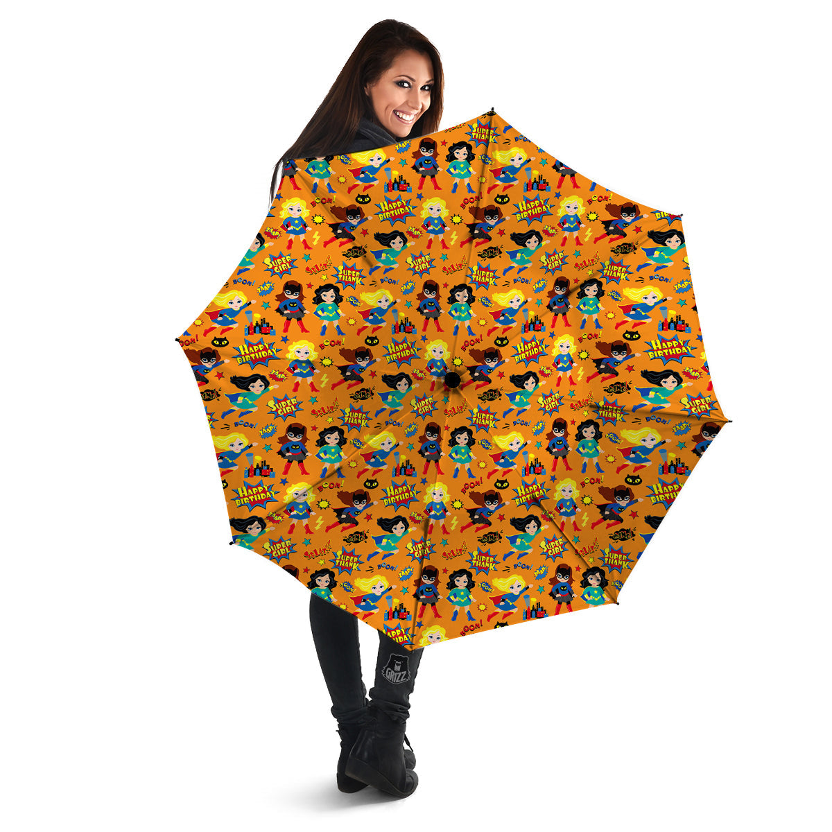 Superhero Girls Print Pattern Umbrella-grizzshop