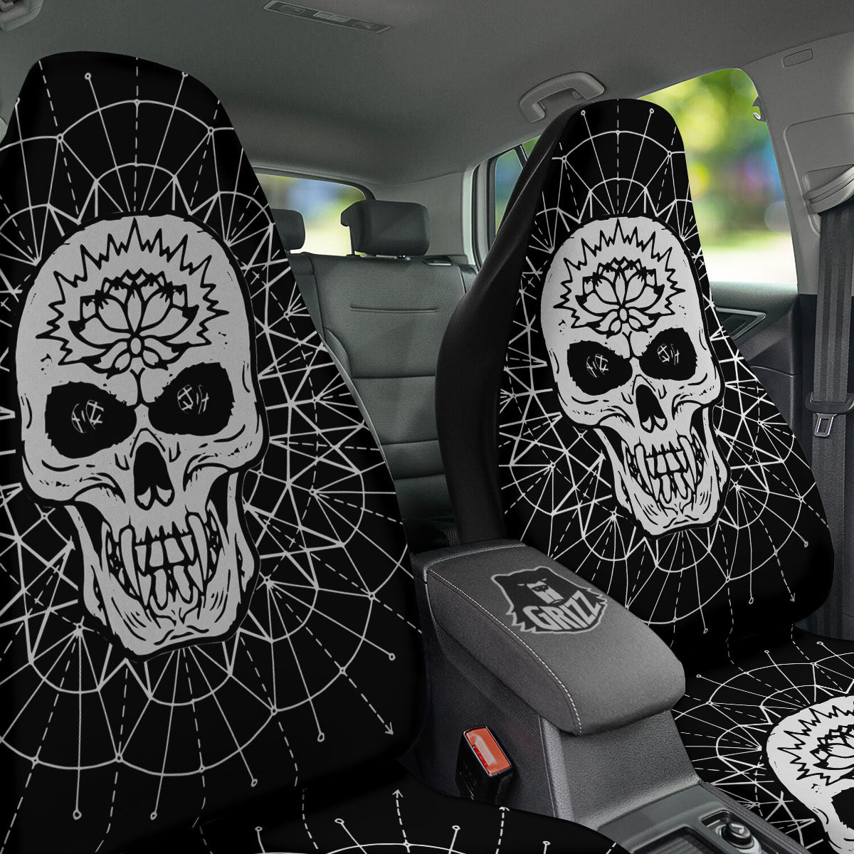 Supernatural Skull Wicca White And Black Print Car Seat Covers-grizzshop