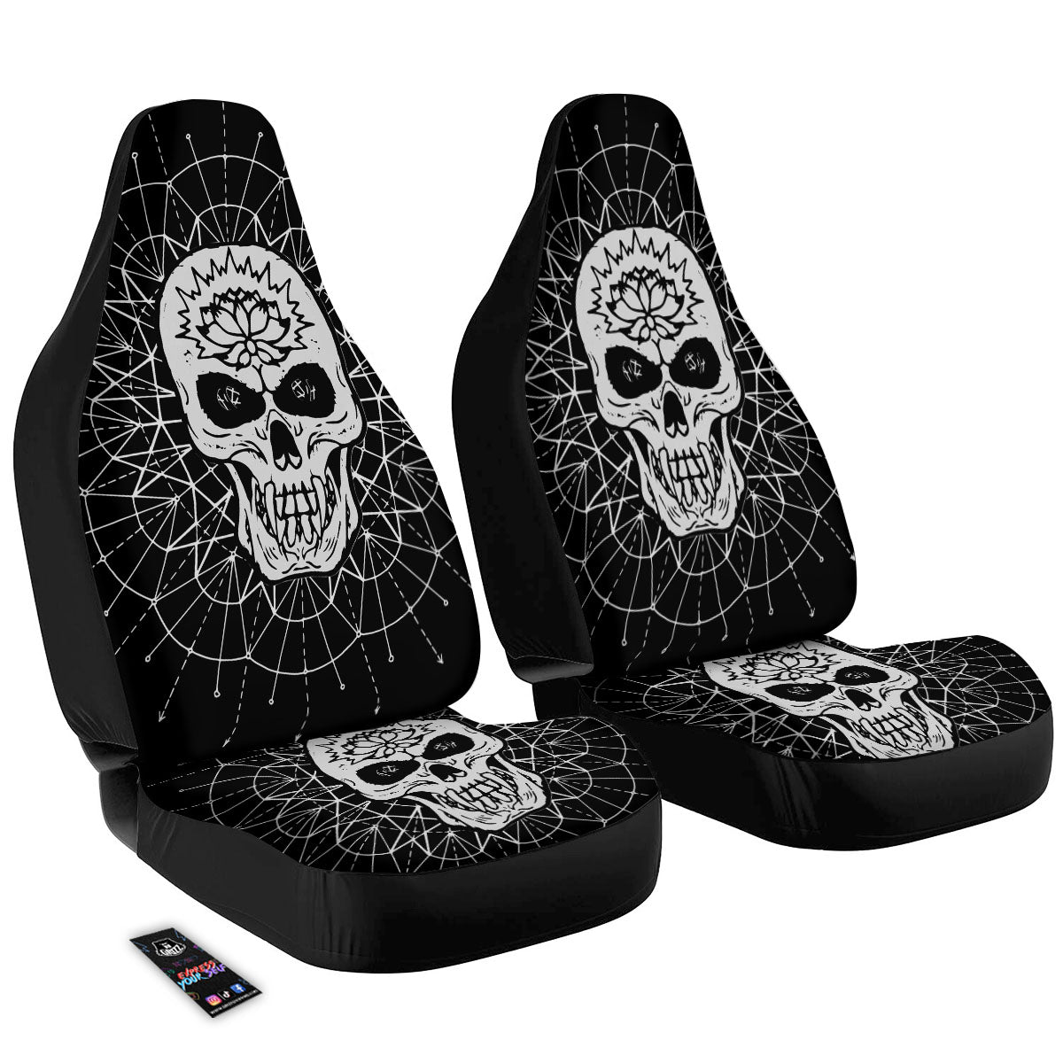 Supernatural Skull Wicca White And Black Print Car Seat Covers-grizzshop